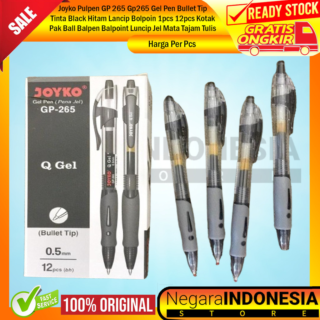 

Pulpen GP 265 Gp265 Gel Pen Bullet Tip Tinta Black Hitam Lancip Bolpoin 1pcs 12pcs Kotak Pak Ball Balpen Balpoint Luncip Jel Mata Tajam Tulis XAGL Menulis Bolpain Merah Biru Basah