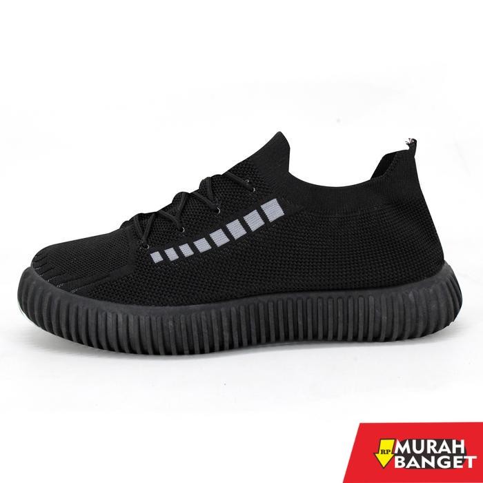 Sepatu Sneakers Pria Casual Premium Karet Import 185 - Hitam, 44