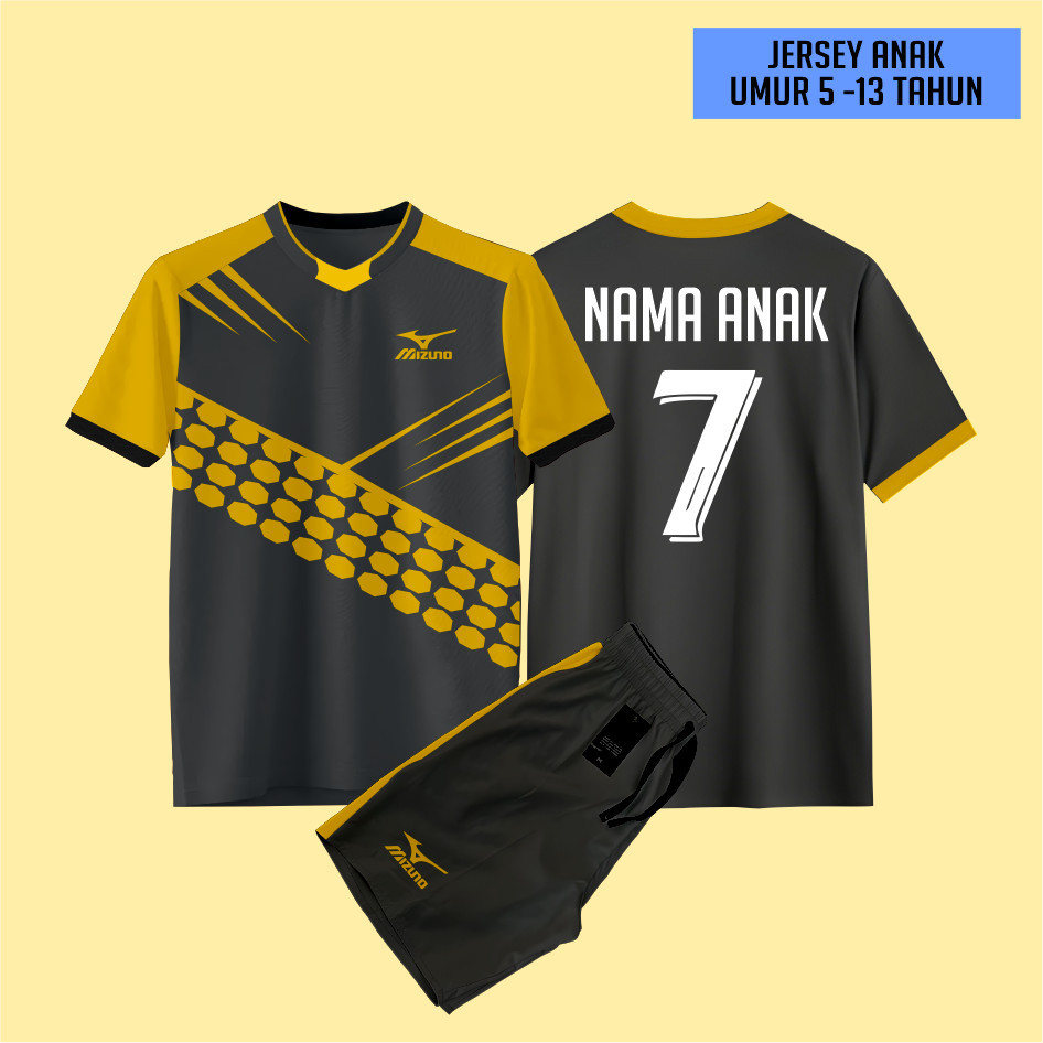 Baju Bola Sablon Nama + Nomor Jersey Futsal Custom Anak Anak Jersey Bola Custom Nama Anak S010