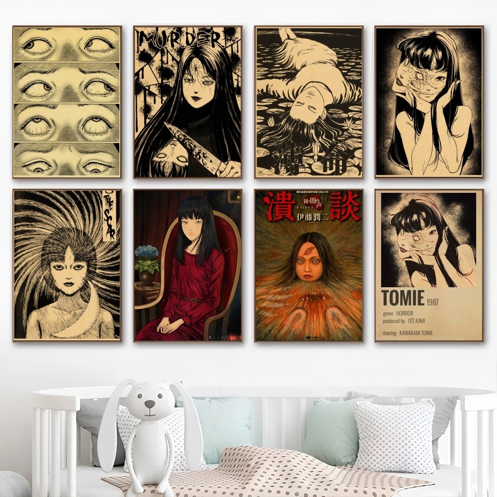 Junji Ito anime Self-adhesive Art Poster Retro Kraft Paper Sticker DIY Room Bar Cafe Stickers Wall P