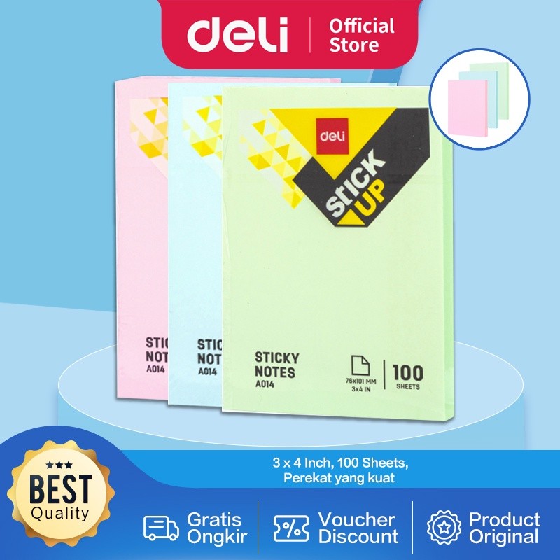 

Deli Memo tempel - Sticky Notes 100 Sheets perekat kuat tahan lama warna neon eye catching EA01403
