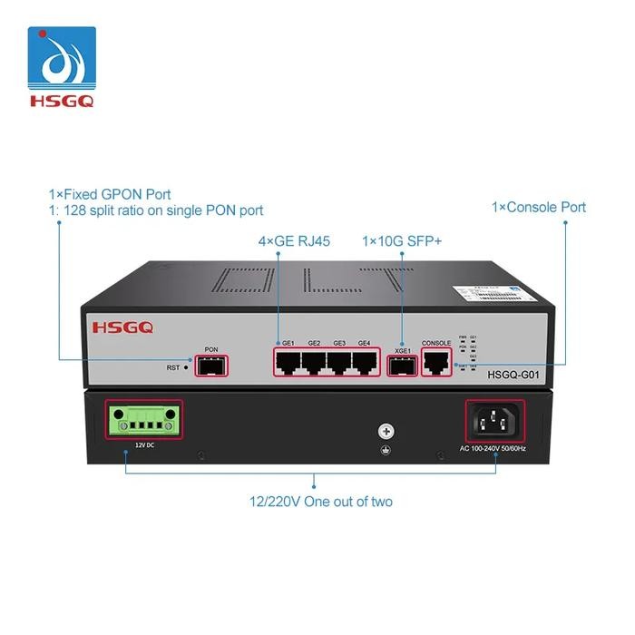 OLT GPON HSGQ-G01ID 1 Port OLT 4*GE RJ45,1*10G SFP+ Mini Size (Free SFP) - GPON 1 PON