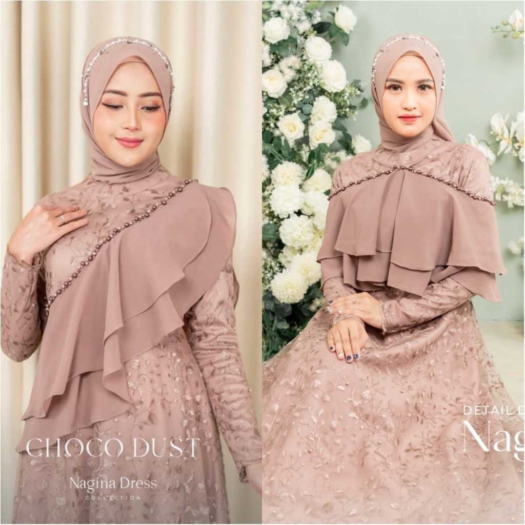 DRESS NAGINA GAMIS BROKAT TERBARU LOOK 10 IN 1 GAMIS LAMARAN BRIDESMAID TUNANGAN LEBARAN NAGINA