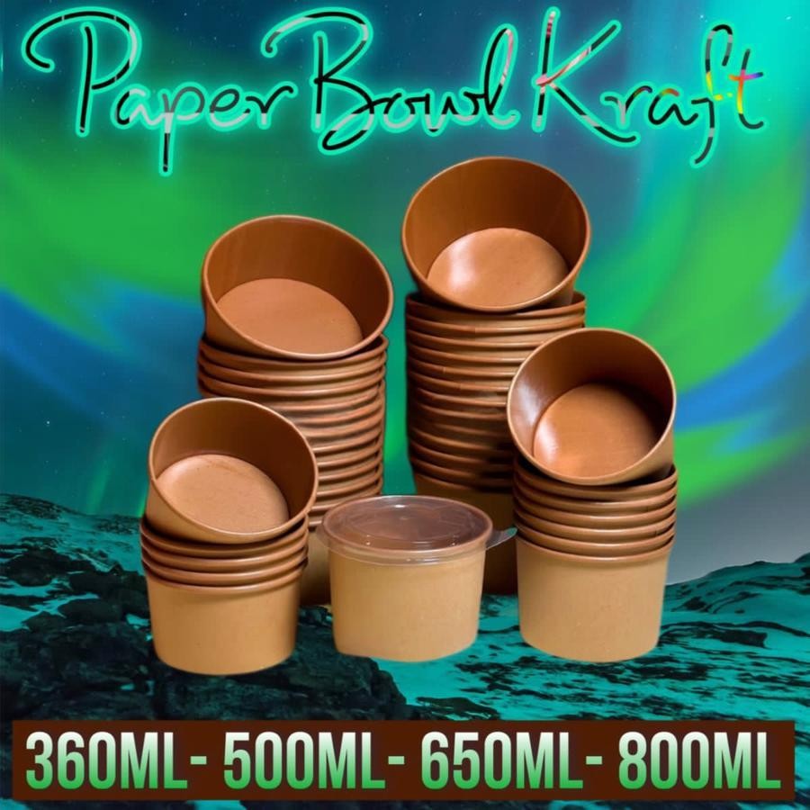 PAPER BOWL KRAFT [ISI 25PCS] Indoku Paper Bowl Kraft Coklat Laminasi / Mangkok Kertas / Paper Rice B
