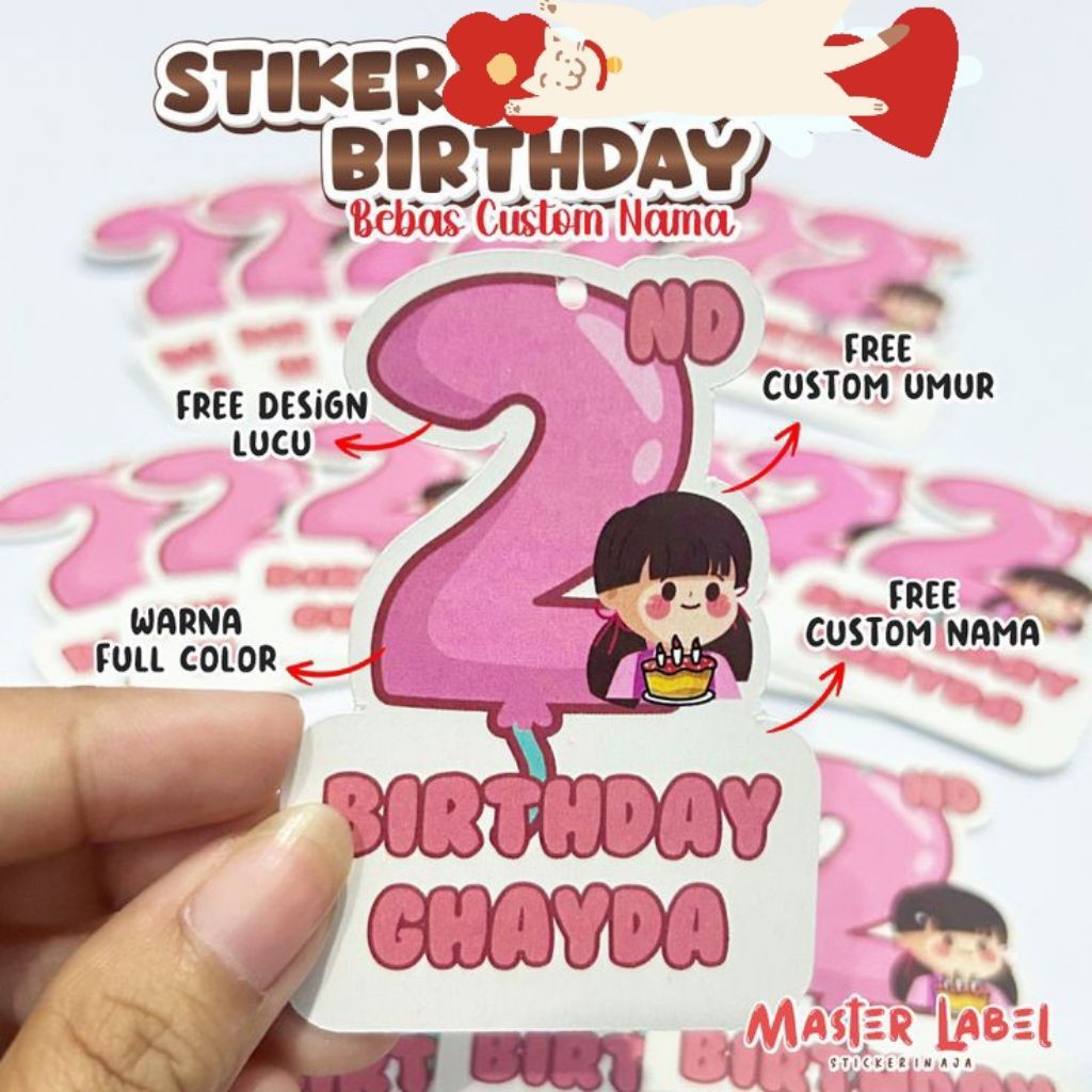 

(Custom isi 30 pcs) Stiker ulang tahun/aqiqah