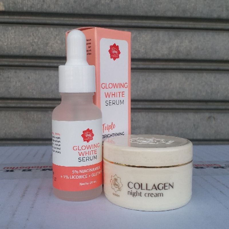 Paket - Viva Cosmetics Collagen Night Cream + Serum Glowing - Paket Glowing Viva