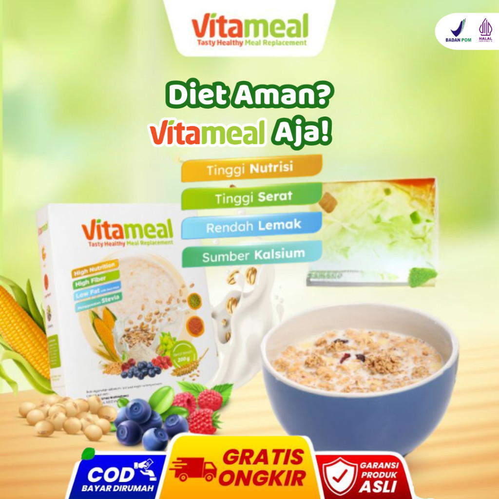 

VITAMEAL SEREAL DIABETES KOLESTEROL ASAM LAMBUNG GERD DIET sereal sehat sereal untuk penderita dan pencegah diabetes kolesterol asam lambung gerd dan cocok untuk diet FITAMIL DIET