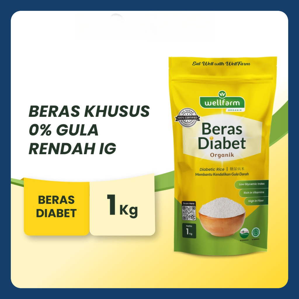 

WellFarm Beras Diabetes Organik 1 Kg | Beras Diabet Organik Sugar Free