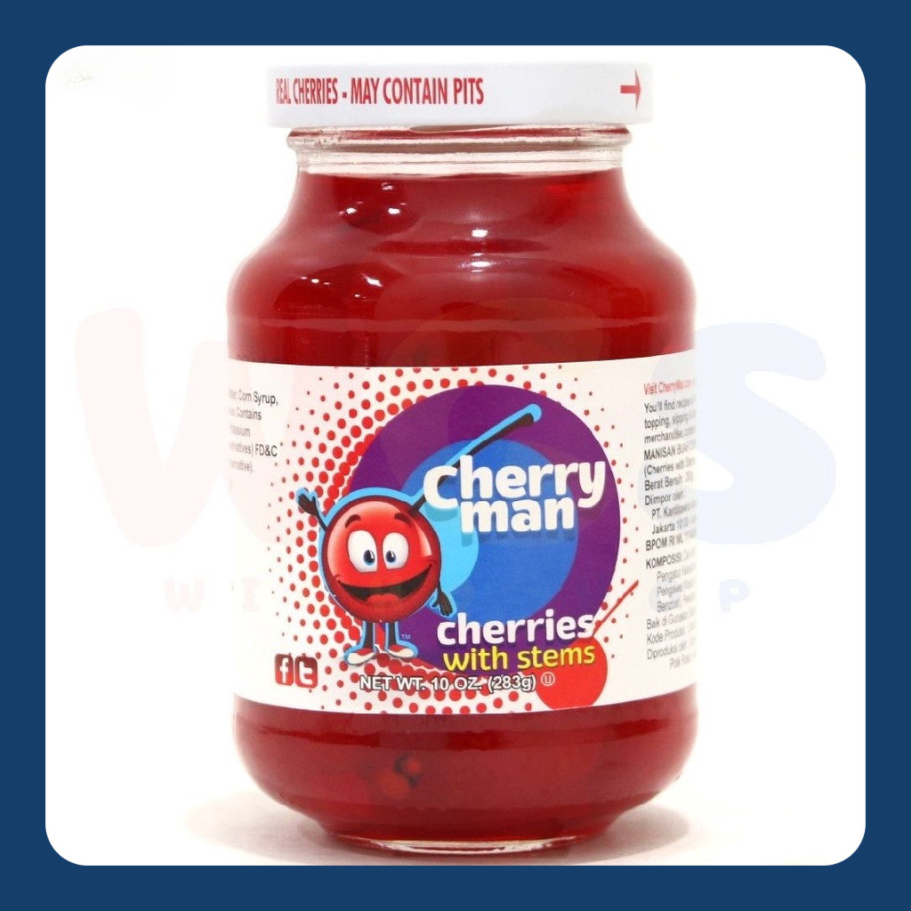 

CherryMan Cherries with Stems 283g – Ceri Merah Batangan dalam Sirup Manis, Cantik & Siap Saji