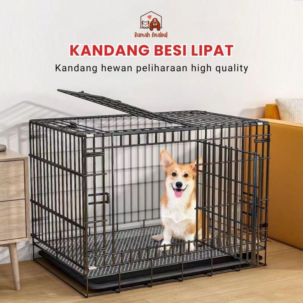 Kandang Besi Lipat Kucing Anjing Premium Anti Karat - Kandang Besi Kucing Anjing Jumbo- Kandang Hewa