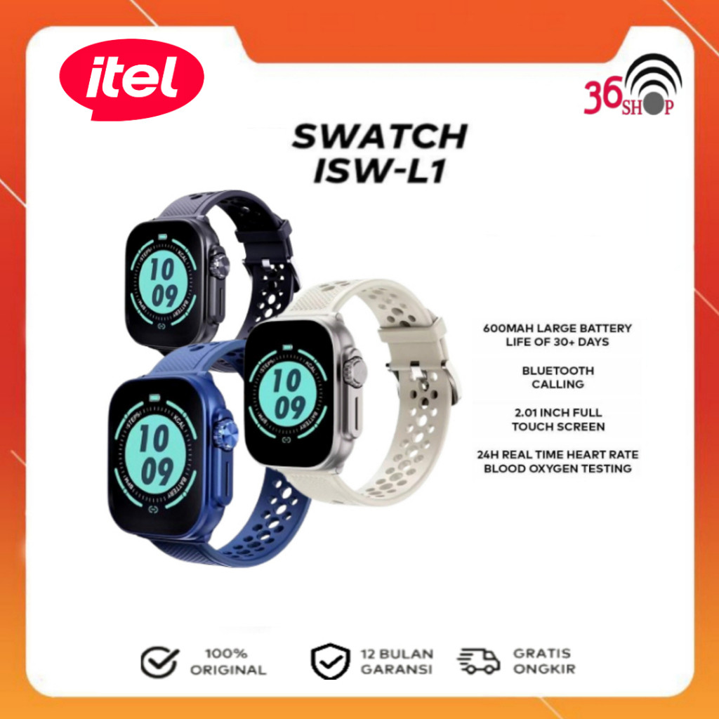 iTel Smartwatch ISW L1 | 2.01” Hd Touch Screen | Bluetooth Calling | 30+ Days Battery | 24H Heart Ra