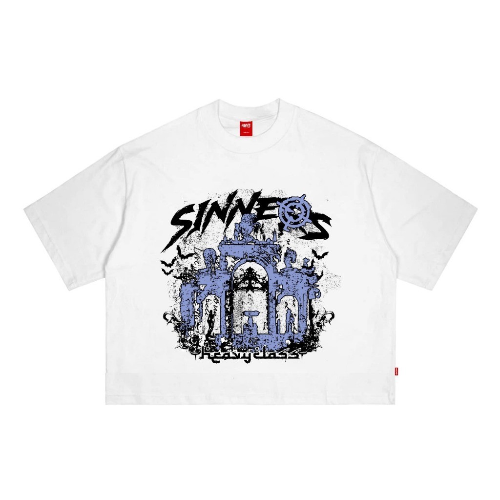 Pabrik kaos kustom T-Shirt | Boxy Fit | Sinners | White | Oversize