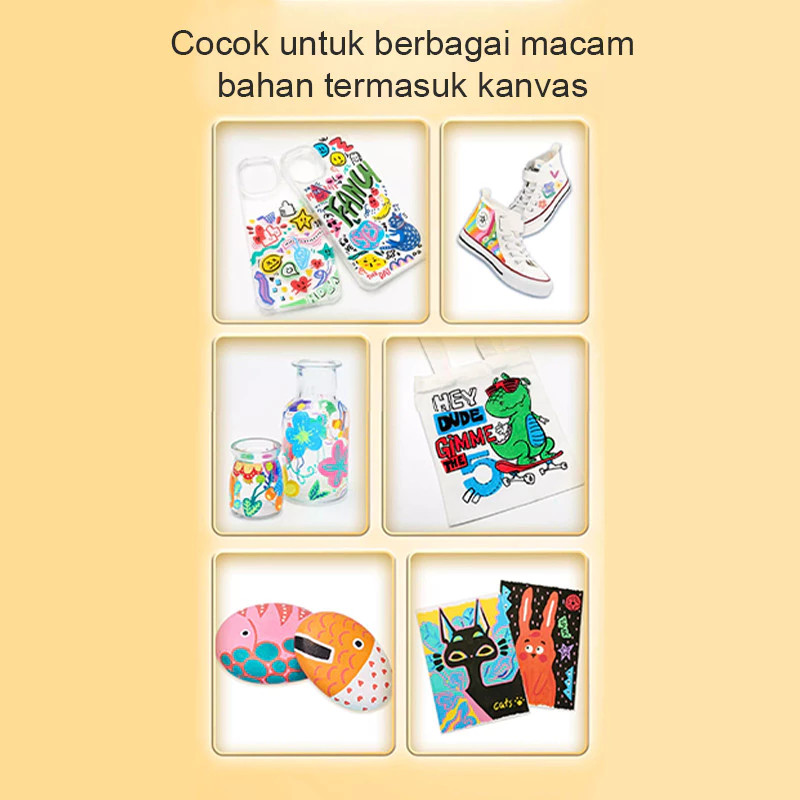 

D3W! [Gudang lokal]Kepala Ganda Pen Akrilik Marker Acrylic Marker Set 12/18/24/36/48/Warnas Tahan