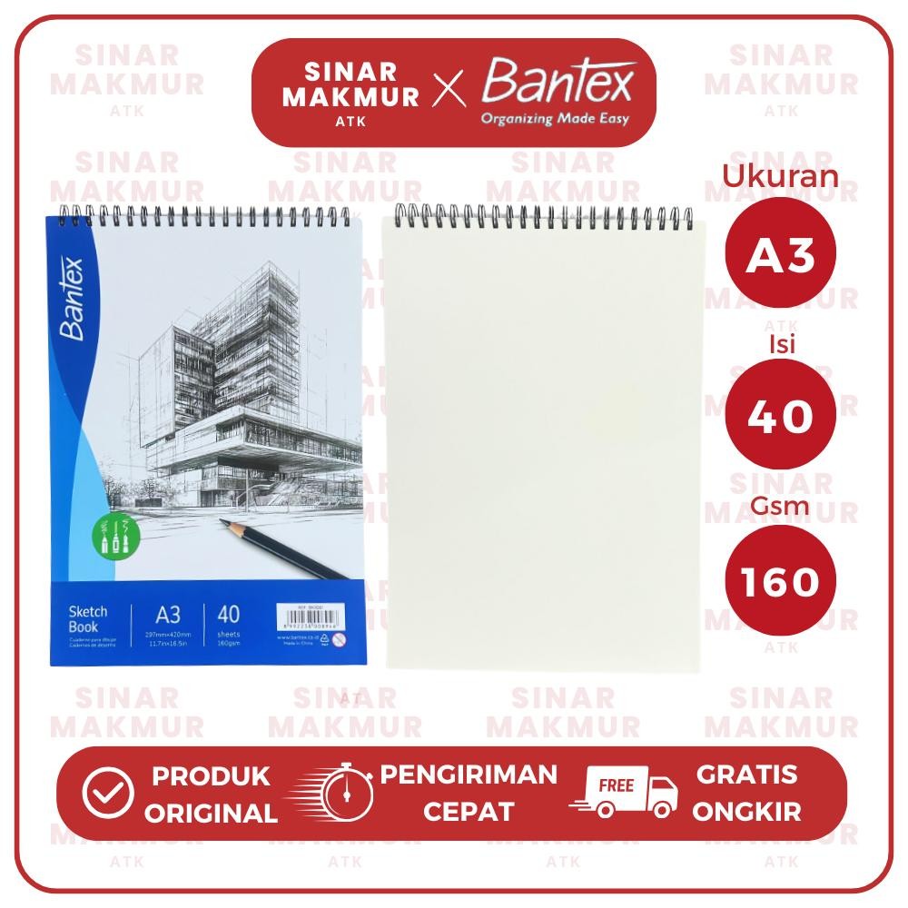 

Sketch Book/Buku Sketsa/Gambar Vertikal Ring A3 40 Lembar 160 Gsm BANTEX BK1001 (Pcs)