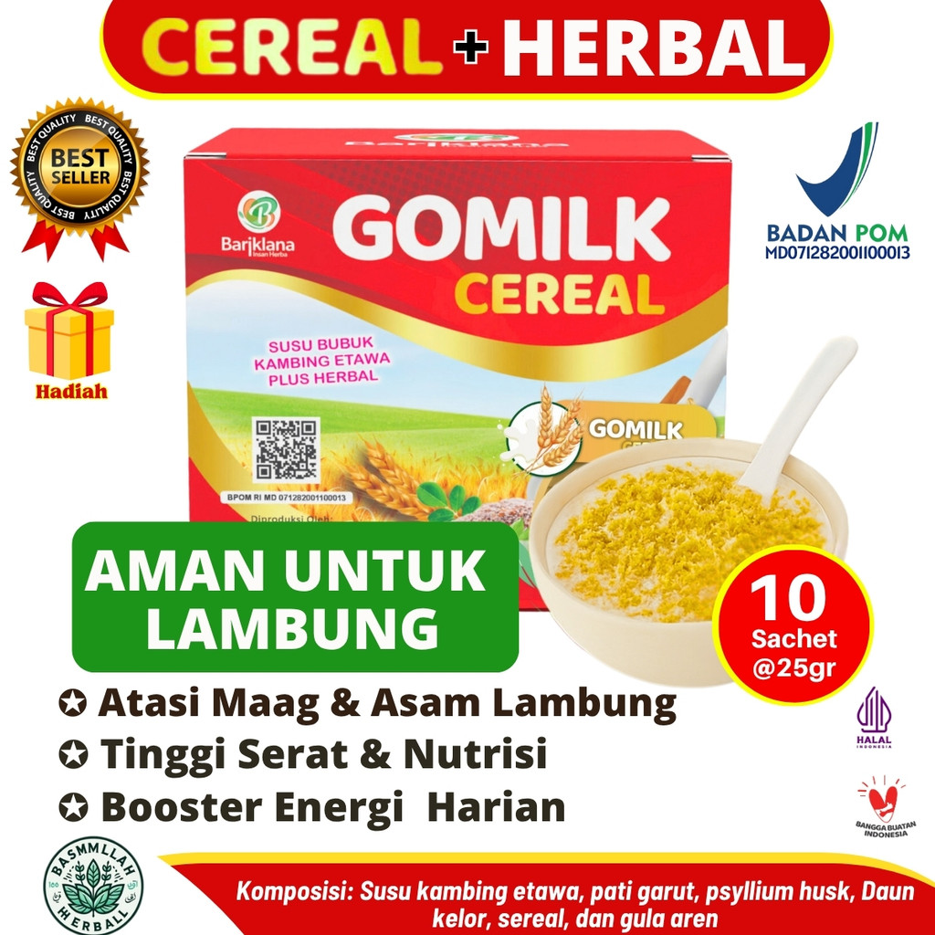 

Gomilk Cereal 250gr | Sarapan Sehat Aman untuk Lambung – Atasi Maag, GERD, Asam Lambung