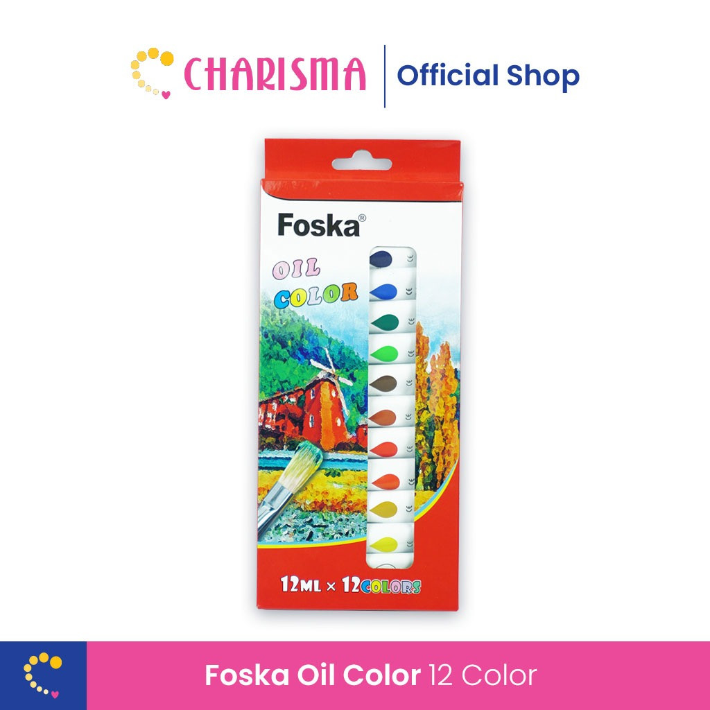 

Charisma Oil Color Paint - Foska Cat Lukis Minyak 12 Warna x 12ml Cat Lukis Minyak