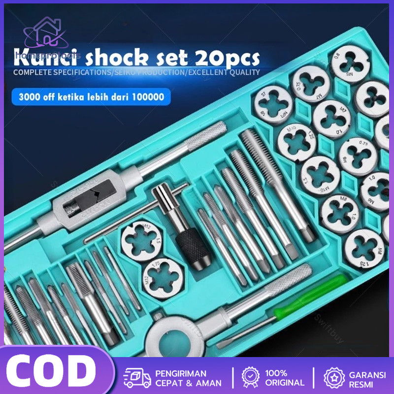 40pcs Hand Tap Taps Die Dies Tap Die Set Hand Tap And Dies Set 20 Pcs - Alat Snai Dan Tap Ulir Baut 