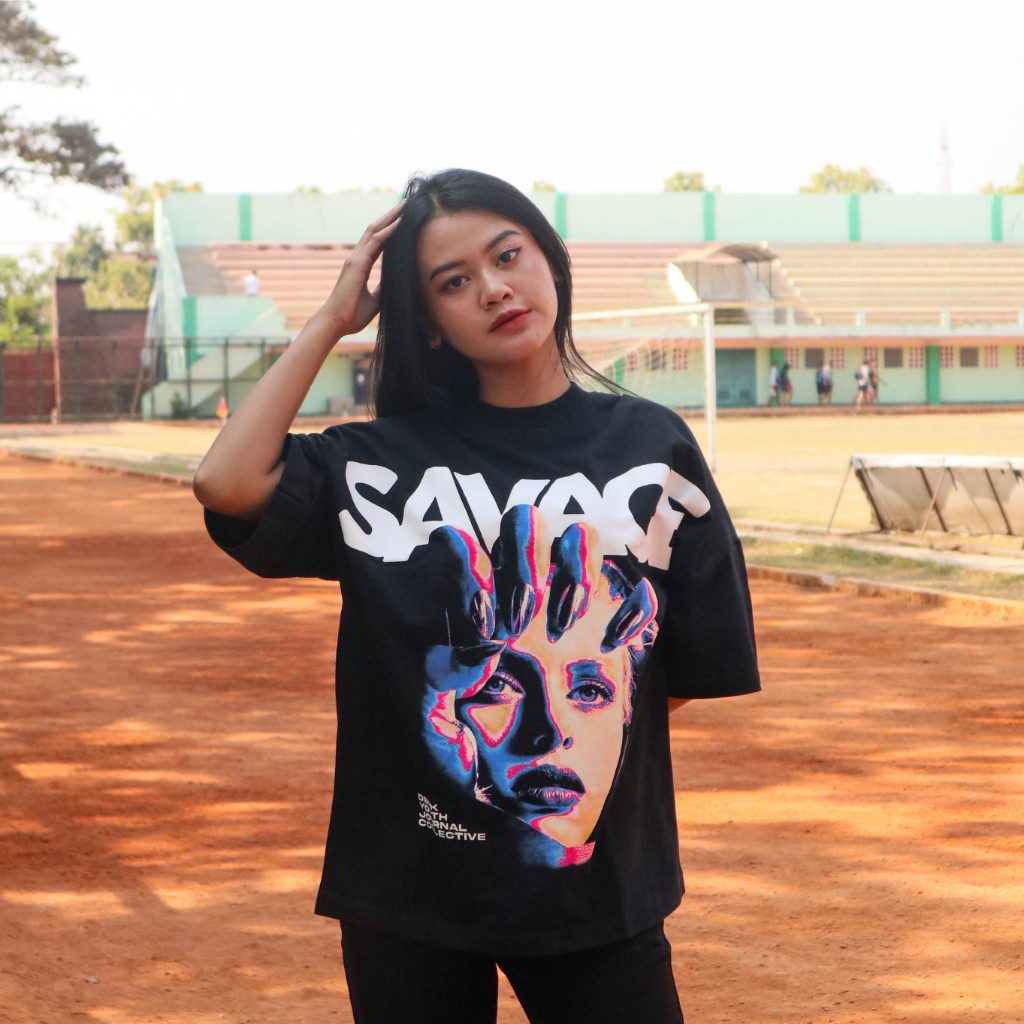 (COD)OVERSIZED T-SHIRT - HANDFACE - BLACK - DBRK RVNGMencetak