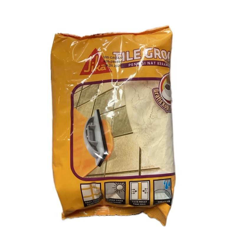 Sika - Tile Grout Pengisi Celah Nat Keramik Marmer Granit Mosaik Semen Warna Putih Hitam Cream 1Kg S