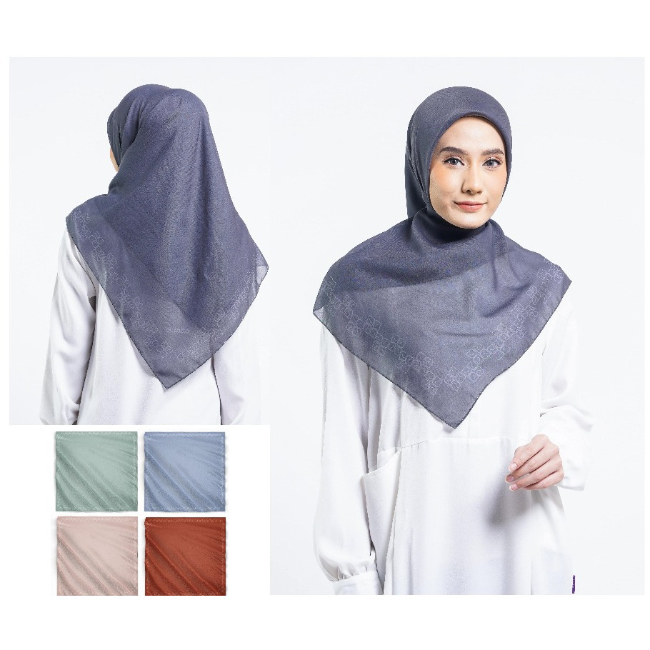 Elzatta Hijab Kerudung Jilbab Segi Empat Segiempat Motif Syari Bahan Voal Kaila L Square Border