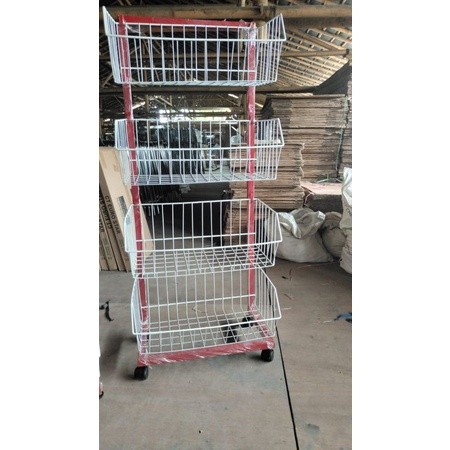 KAMEJING Rak chiki 4 susun MBS rak jajanan warung rak serbaguna Rak keranjang chiki