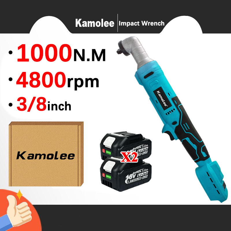 Kamolee Electric Right Angle Impact Wrench Ratchet 3/8-Inch Wrench Power Tool Set (Compatible with M