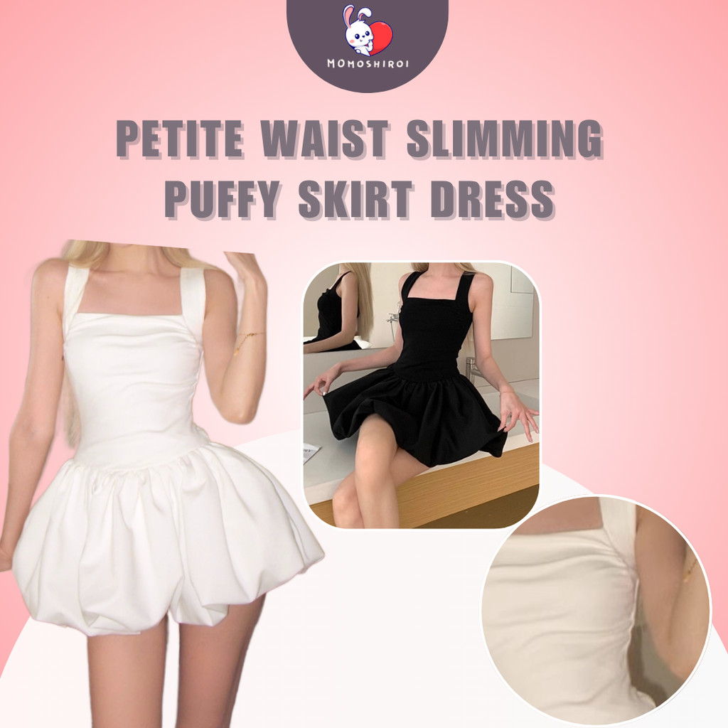 162 - (GF) petite waist slimming puffy Dress Gaun rompi tanpa lengan pelangsing pinggang bengkak bal