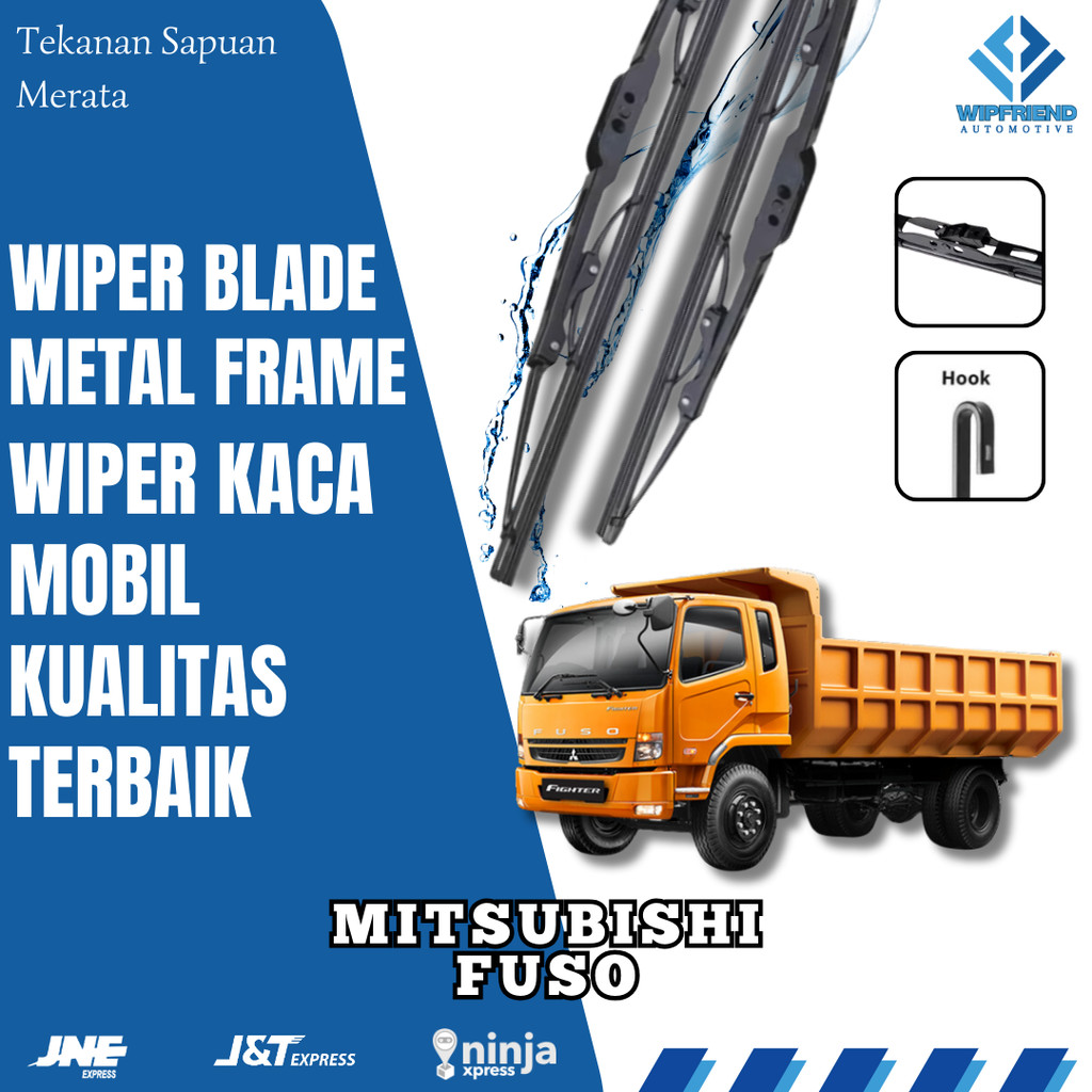 Wiper Mobil Mitsubishi Truk Fuso Wiper Frame Besi Model Konvensional Sepasang Kiri & kanan