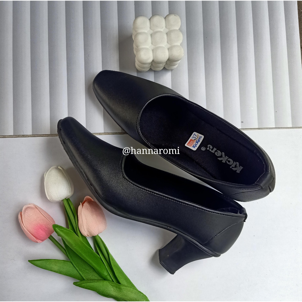 [PREMIUM ORIGINAL] Sepatu Hak Vantovel Kickers Kerja Murah Wanita Hitam heels