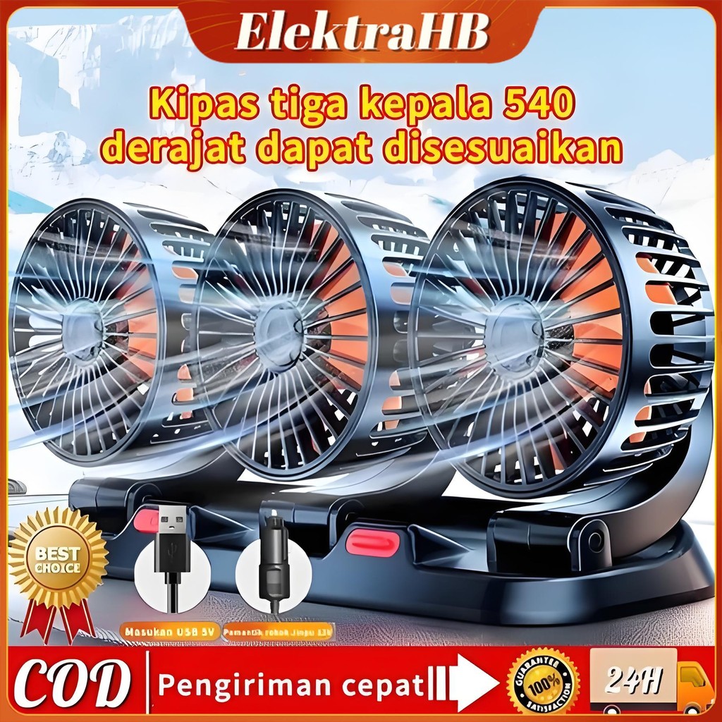 Kipas Angin Mobil /Kipas Mobil  Portable Double Fan /24/12 Volt 360 Rotasi Angin /kipas Angin mobil 