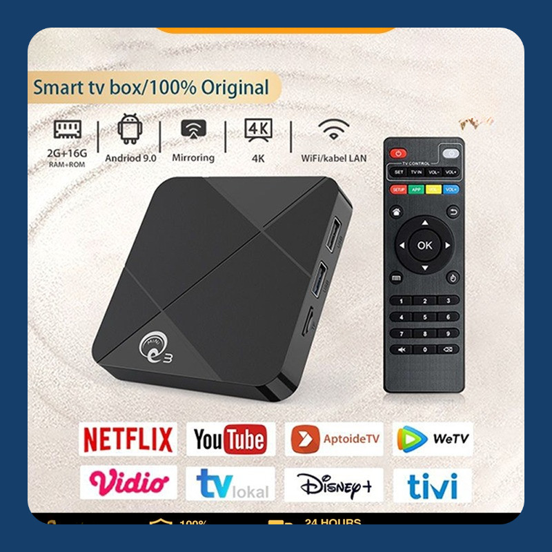 Android Tv Box Mini Q3 Ram 8gb Rom 16gb Android 9 Wifi 2.4G 4K Ultra HD Smart Tv Box Unlock Tv Box A
