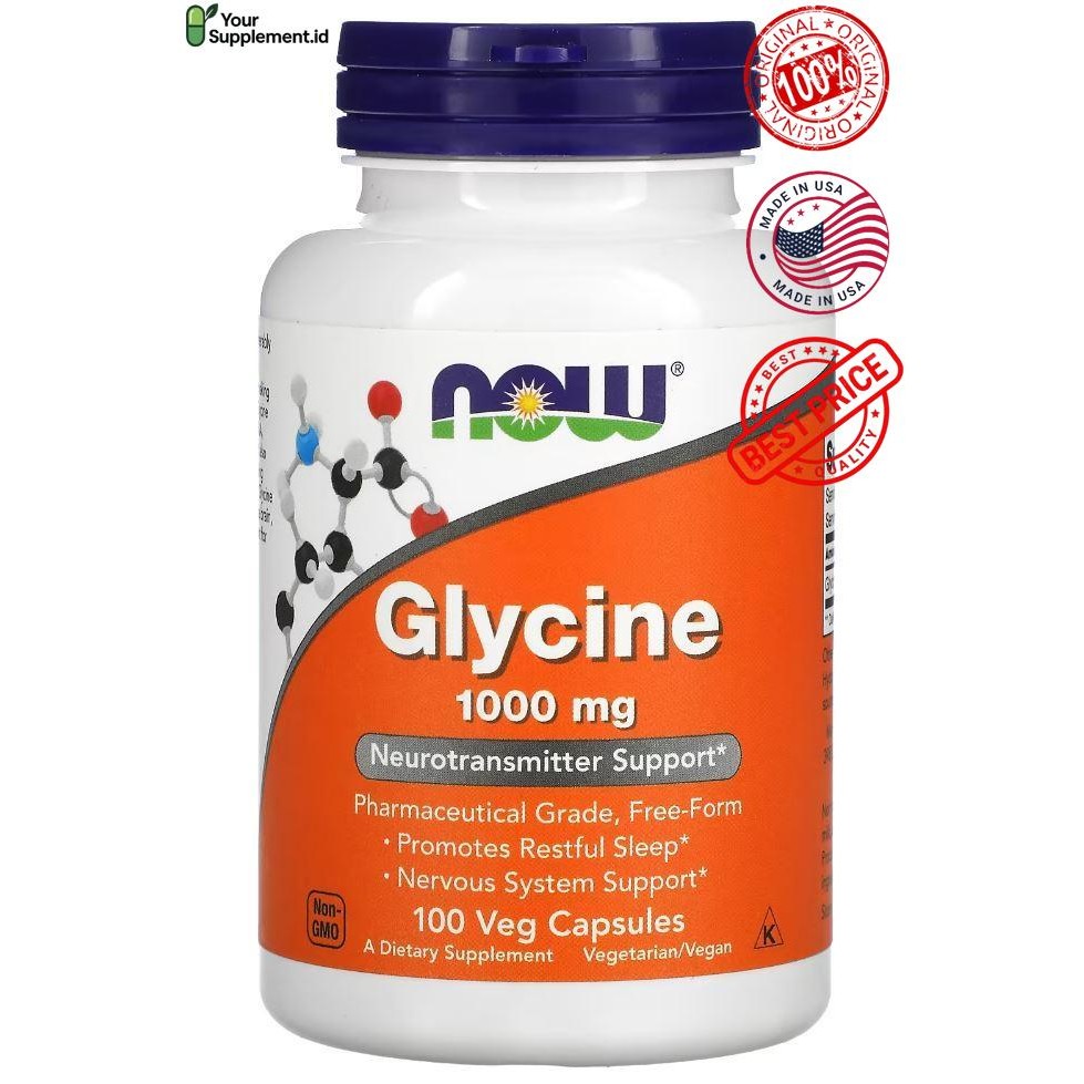 

Glycine NOW Foods 1000 mg 100 Veg Capsules USA