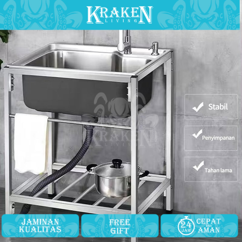 Kitchen Sink Stainless Steel 7540 meja cuci piring SUS 304 Bak  Kitchen sink Modern rak kompor dan w