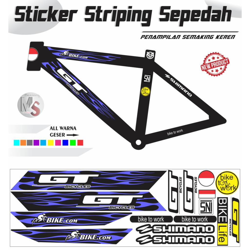 STICKER Striping Variasi Bike Stiker Sepeda Set GT EXTRIME STILE Y62