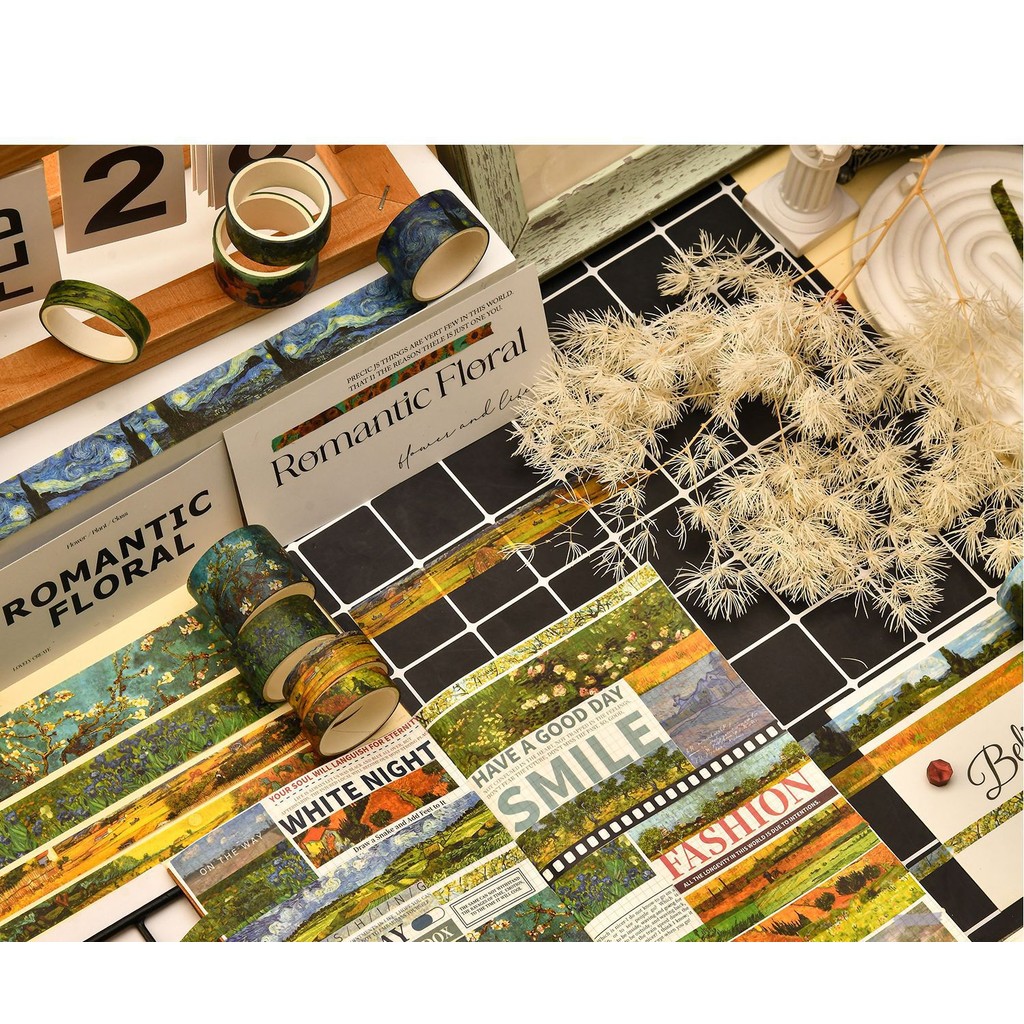 

25pcs Van Gogh Washi Tape Journaling Supplies Washi Tape Oil Painting Diary Cinta Adhesiva Decoration DIY Scrapbooking Washitape