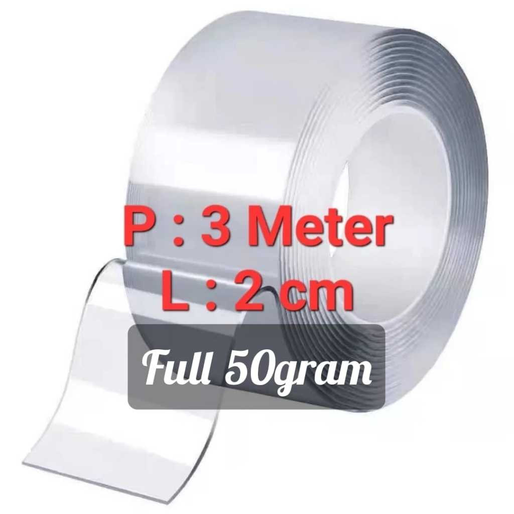 

Magic Tape Double tape nano 3 meter lebar 2cm double tape transparan lakban nano panjang 3 meter lakban nano bening