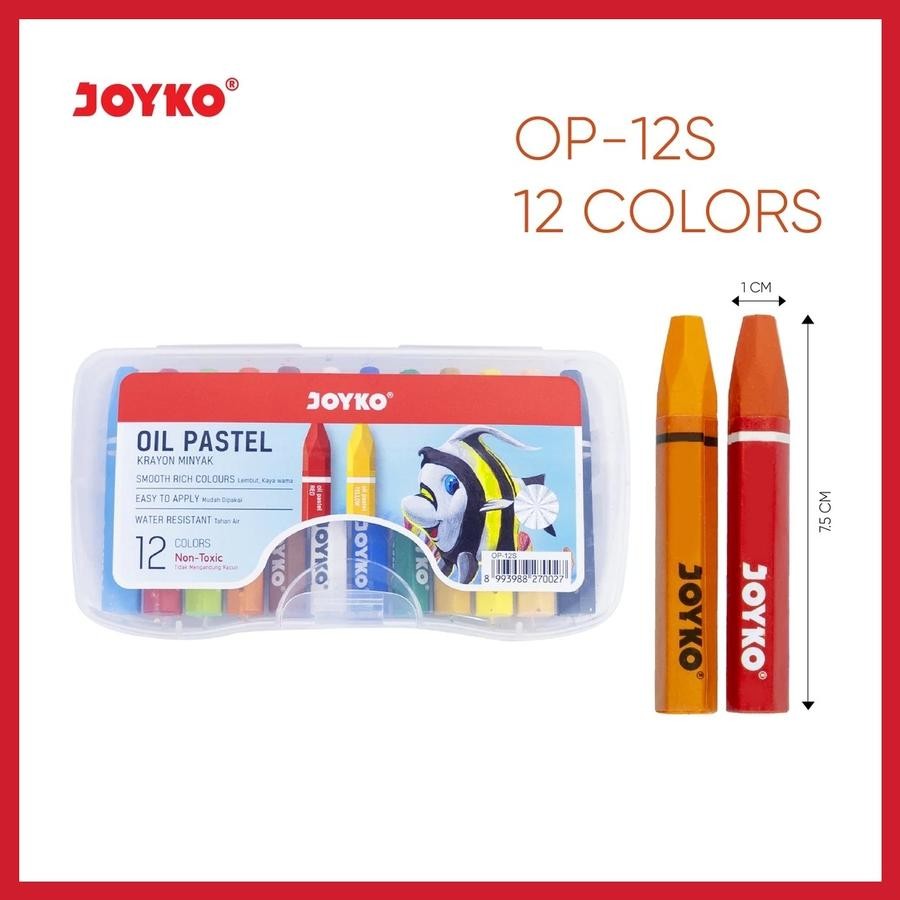 

JOYKO OP-12S TITI Crayon 12 Colour Oil Pastel / Krayon Minyak Joyko 12 Warna OP 12S