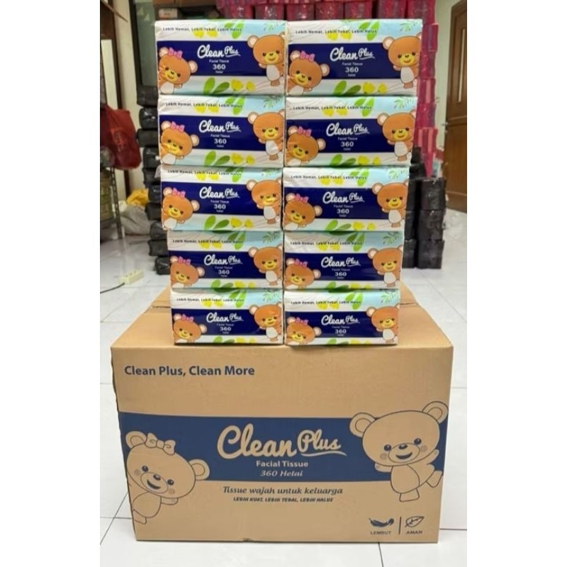 PROMO Tisu Clean Plus 180sheet / 360helai [1 Karton isi 60pcs]