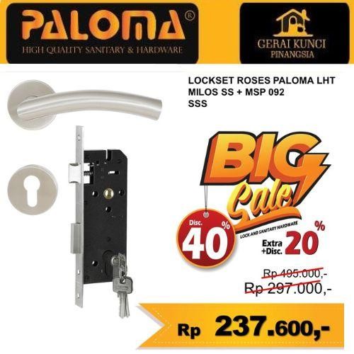 Kunci Set Paloma LRP 402 Handle Mortise Cylinder Lock Gagang Pintu - STAINLESS (LRP 402)
