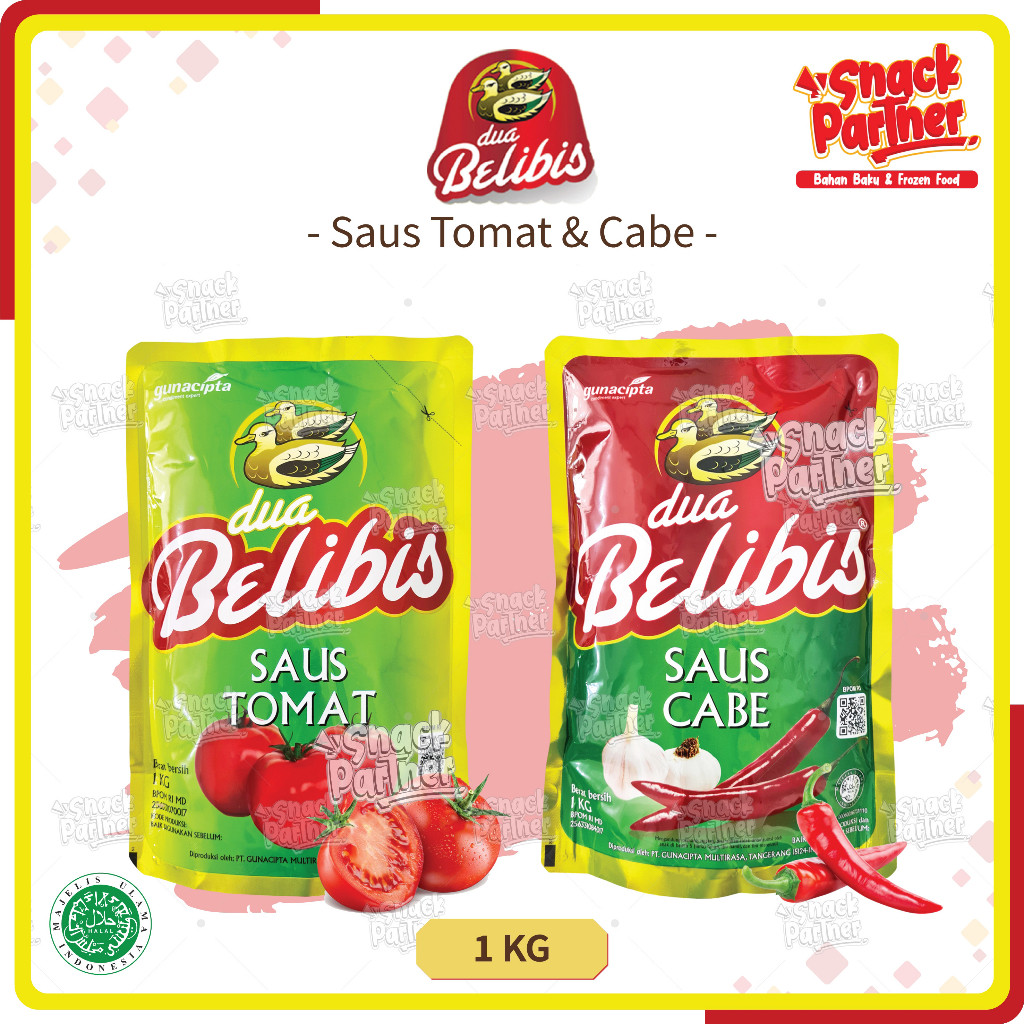 

Saos DUA BELIBIS 1 KG - Pouch Saus Sambel Cabe Chili Pedas Tomat Ketchup Manis 1KG