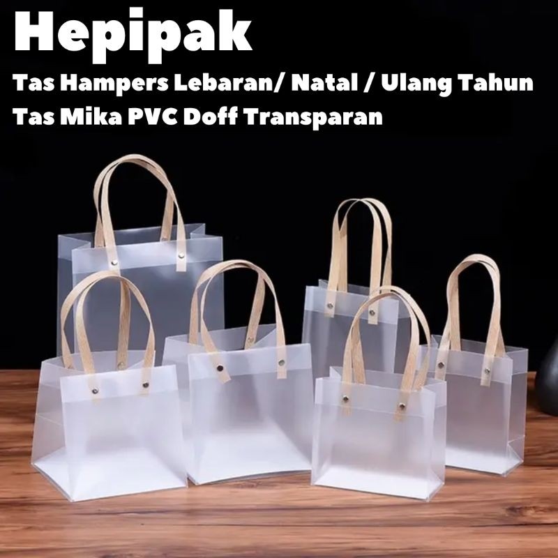 

[Harga 10pcs] Tas Mika PVC Doff Transparan 18x18x15 Goodie Bag Ulang Tahun Lebaran Imlek Premium