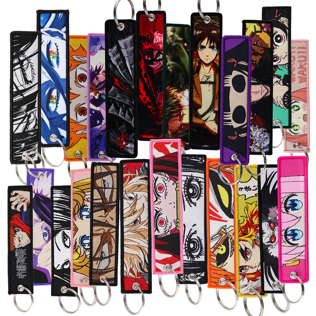 

Japanese Anime Cool Embroidery Key Chain Key Tag Motorcycles Cars Backpack Chaveiro Keychain For Friends Fashion Key Ring Gifts