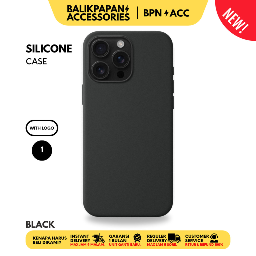Silicone Case iPhone Full Cover 1 Black- BALIKPAPAN ACC