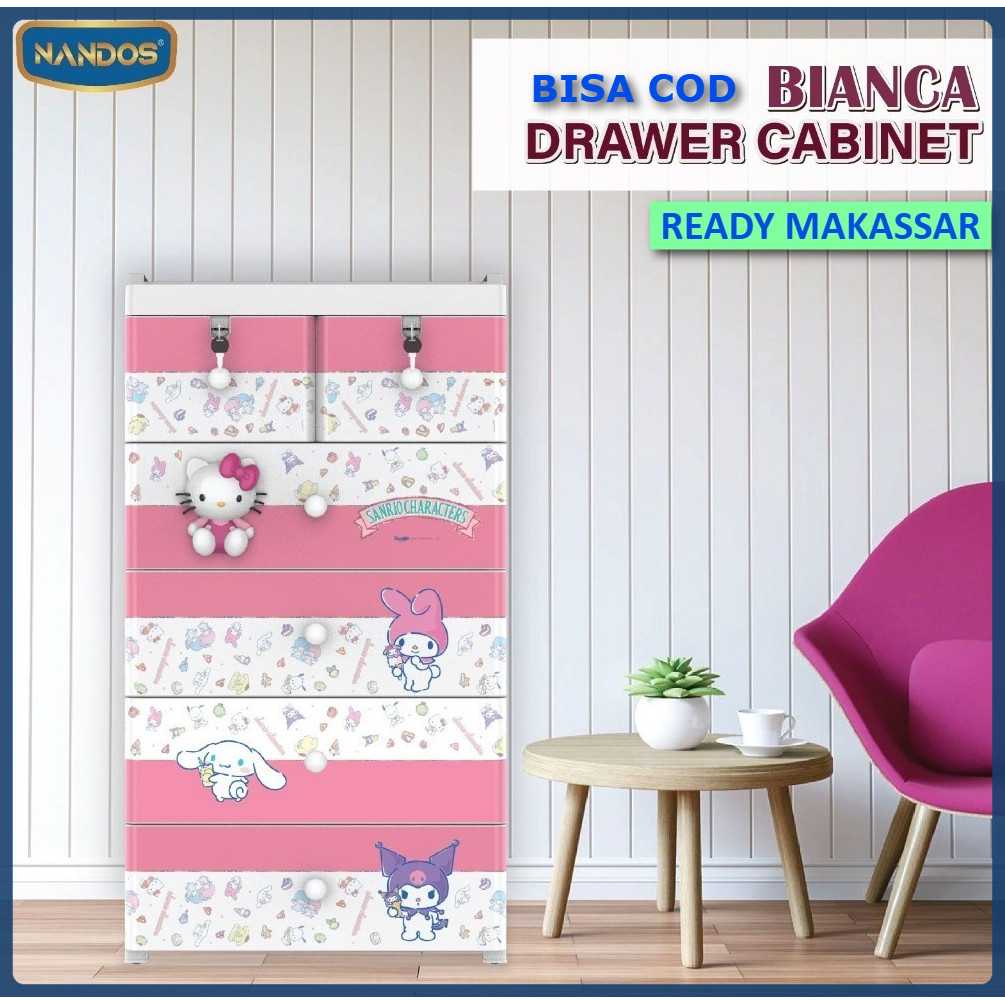 LEMARI PAKAIAN ANAK / LEMARI BUKU / MAINAN / LEMARI SERBAGUNA BIANCA NAIBA GAMBAR KARAKTER LUCU