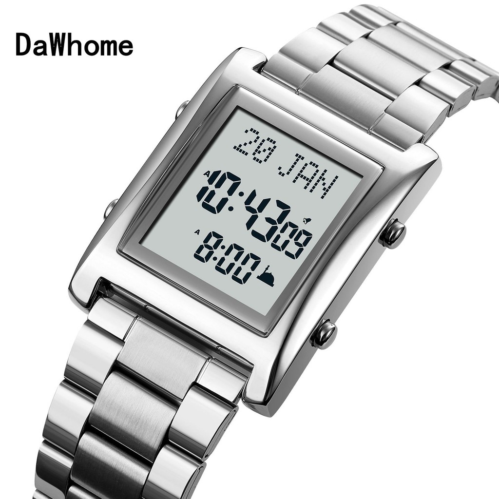 Azan Watch for Muslim Prayer with Qibla Compass Islam Al-Harameen Fajr Time Clock Include Hijri Cale