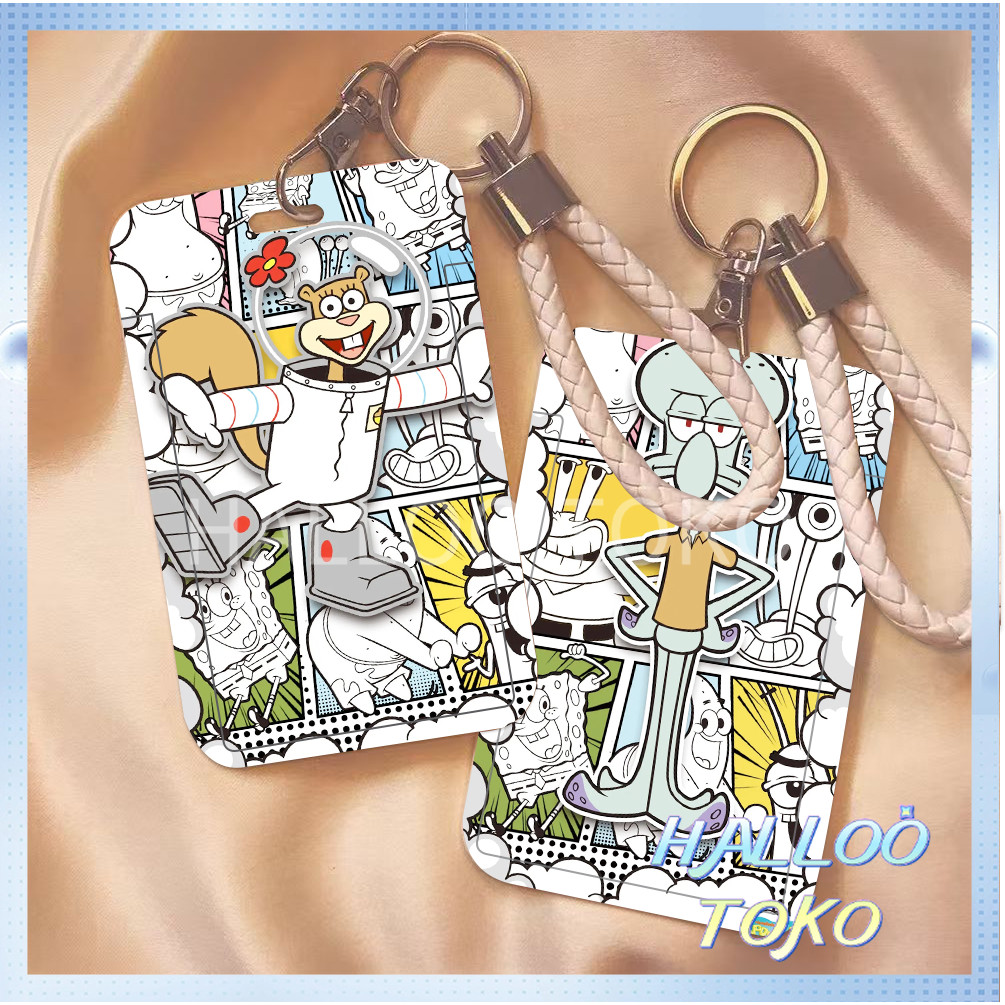 

【Diskon Lebaran】ID CARD HOLDER MOTIF KAWAII TEMPAT KARTU PHOTOCARD PHOTO CARD Pelindung + Tali,Plakat SpongeBob