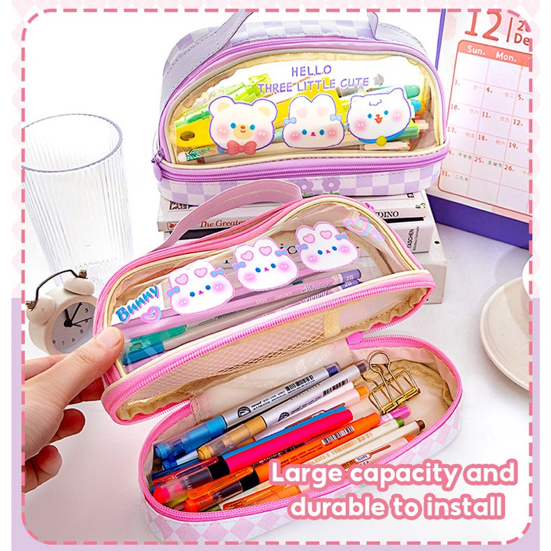 

kotak pensil transparan Pencil Case untuk Mahasiswa Storage Bag Kotak Tempat Portable