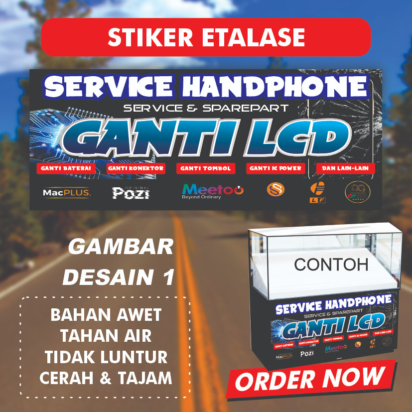 

BEST SELLER Stiker Etalase Konter Servis - Bahan Tahan Air Tidak Luntur Bahan Vinyl