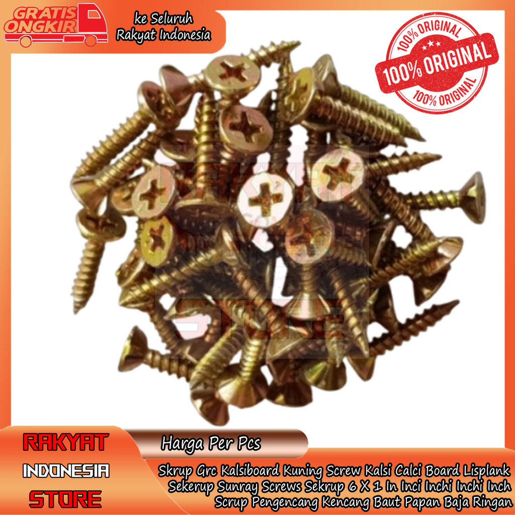 Skrup Grc Kalsiboard Kuning Lisplank Sekerup Sunray Screws Sekrup 6 X 1 In Inci Inchi Inchi Inch Scr