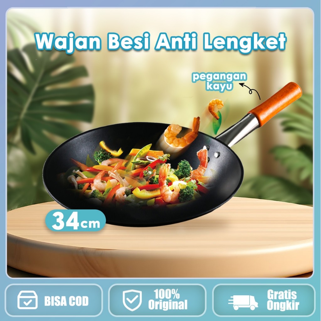 Home_lix  Wajan Seasoning Wajan Baja Wajan Kuali 34cm Wajan Masak